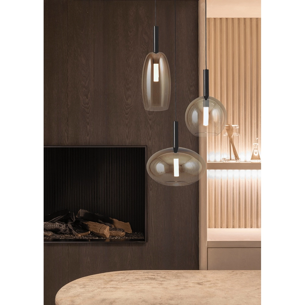 Lampe pendante 3L Vide Lido avec du verre doré qui s’estompe. Masterlight 8718121335353