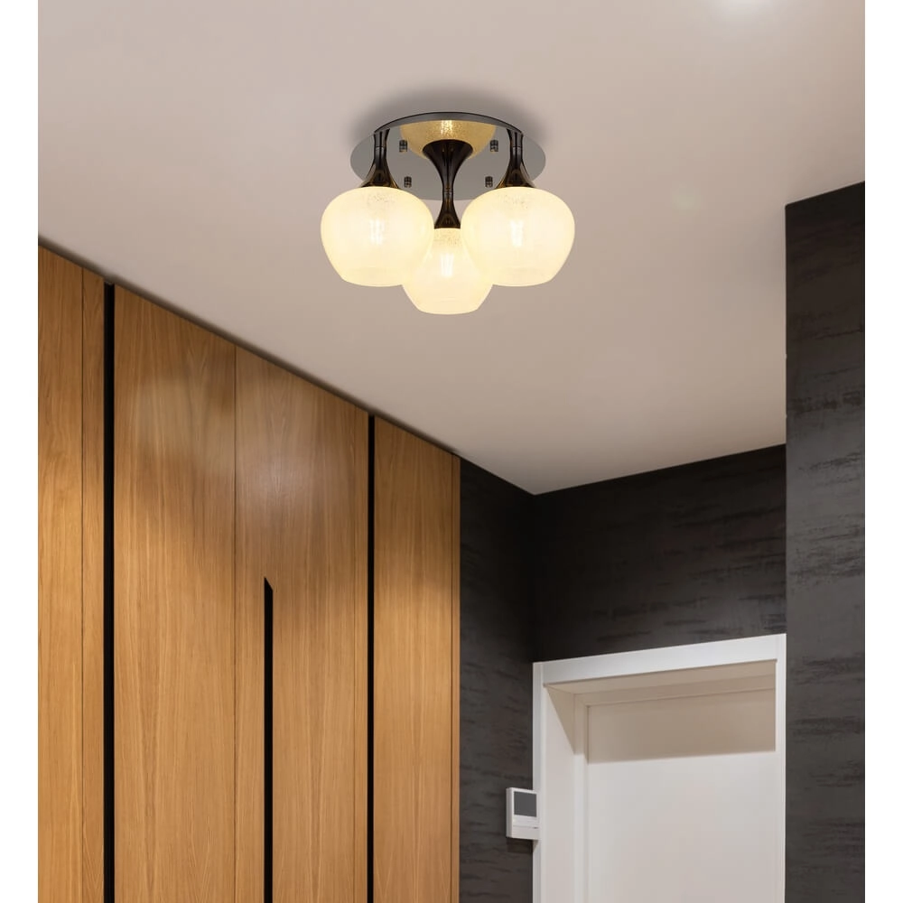 Plafonnier anthracite Maxy avec verre blanc 3 lumières Ø 45cm Globo 9007371447183