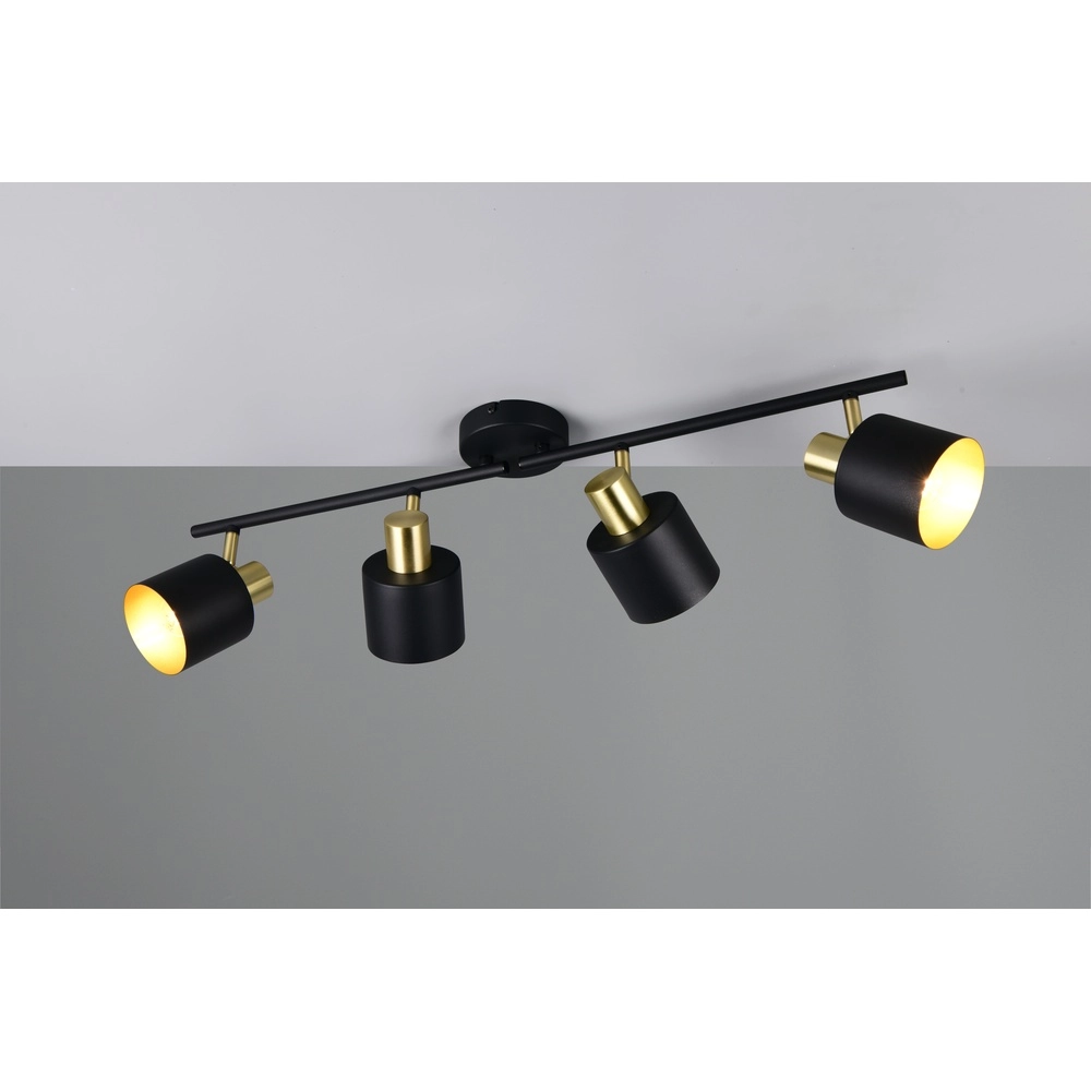Plafonnier Eva 4 lumières noir avec or Trio 4017807654677