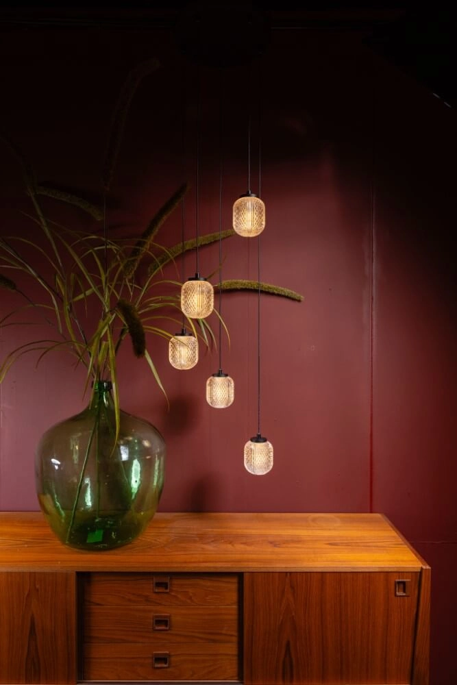 Suspension ronde Kristel 5 lumières noir ETH 8720195309192