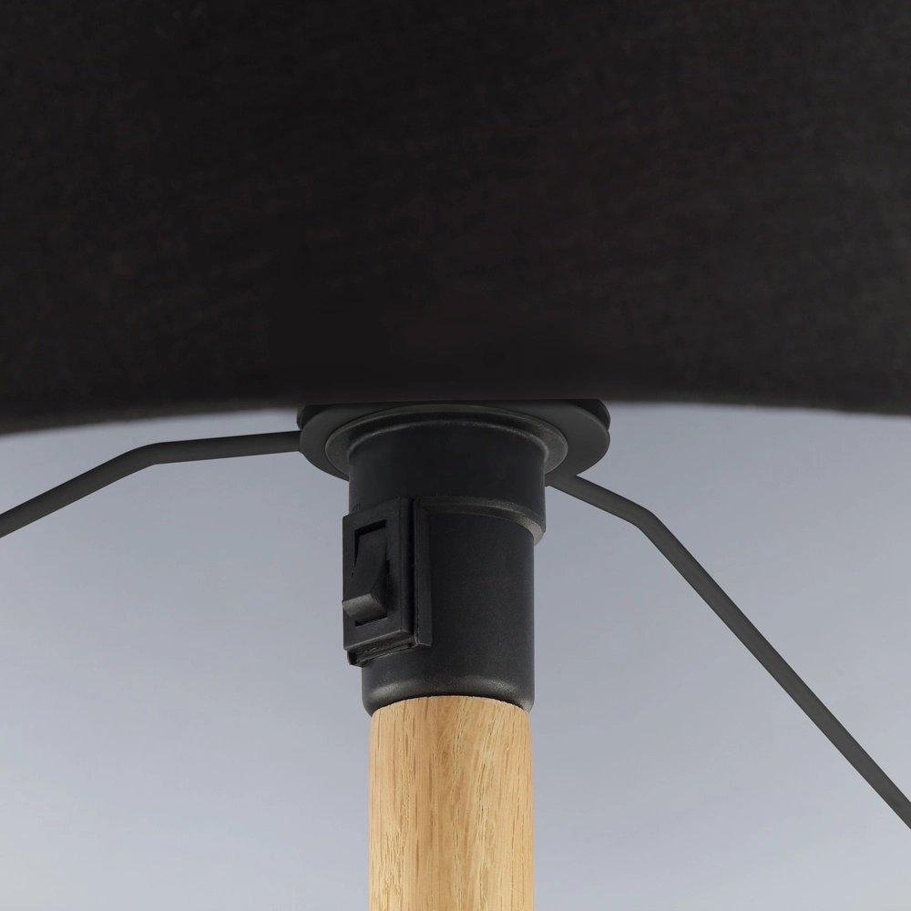 Lampe de pied Timber bois avec cagoule noire Brilliant 4004353464904