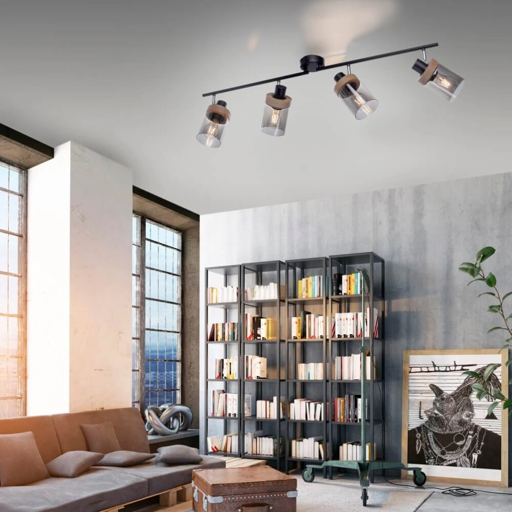 Plafonnier Pasqual 4 lumières noir Just Light 4043689986124