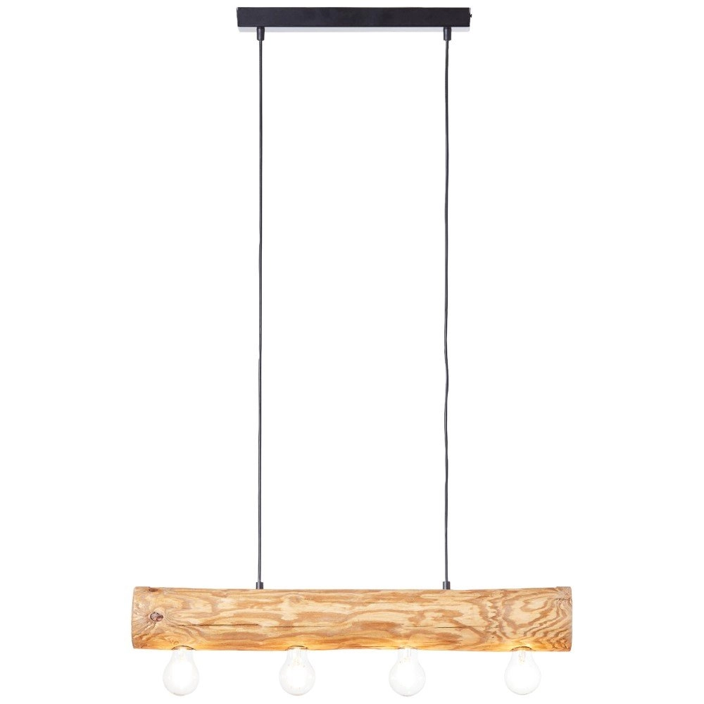 Lampe suspendue en bois Trabo Bois 4 lumières avec noir