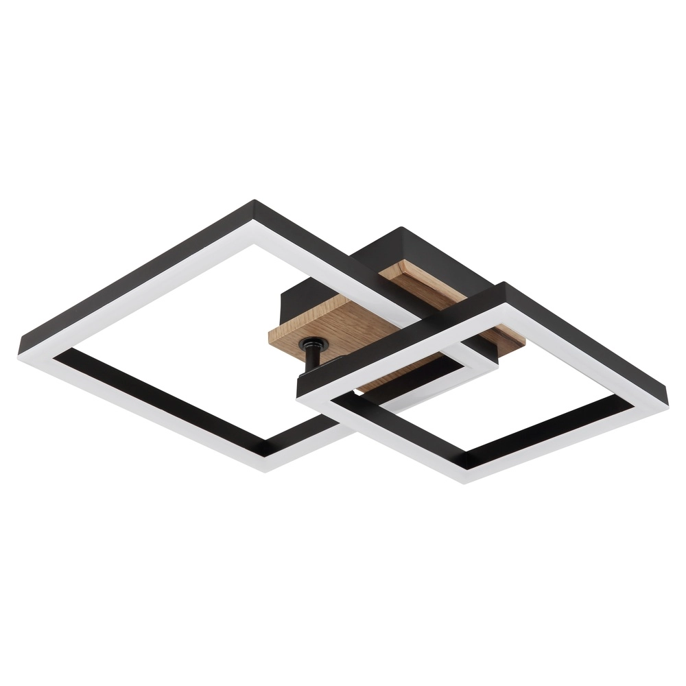 Lampe de plafond Bard noir avec bois Globo 9007371455188