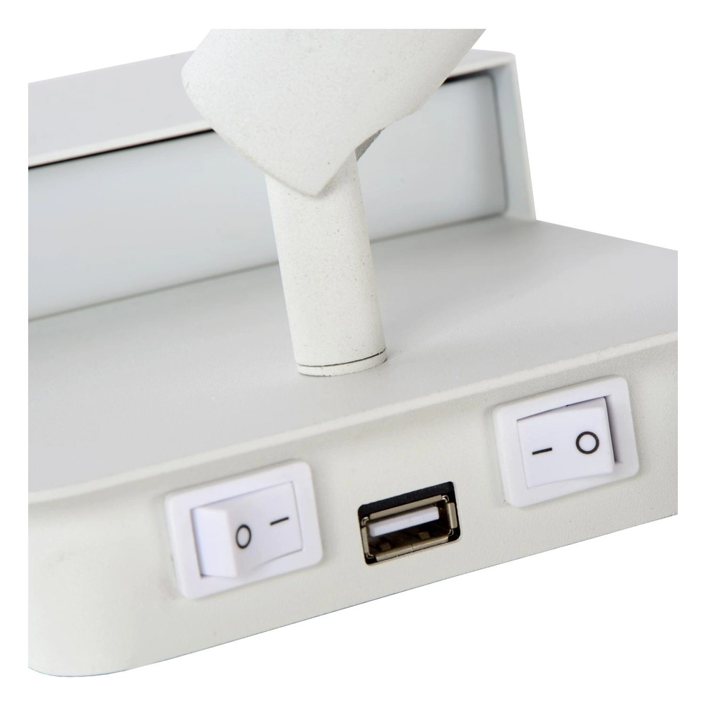 Lampe de chevet Boxer blanc avec point de charge USB Lucide 5411212791542