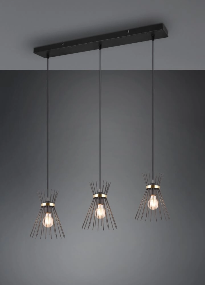 Suspension Rod Design noir 3 lumières Trio 4017807576771