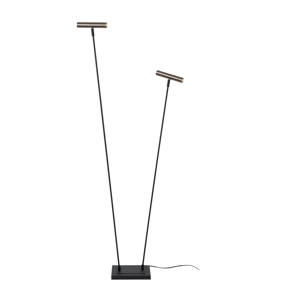 Lampe sur pied à deux lumières Duarte noir avec gris métal Lucide Vibes 5411212032195