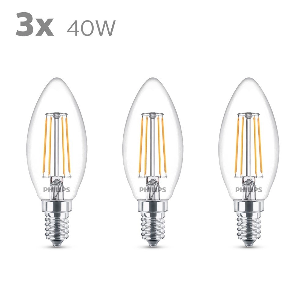 4,3W - E14 - 2700K - 470 lumen lot de 3 Philips 8718699763817