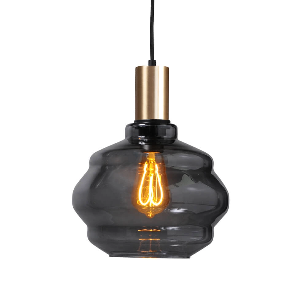 Lampe suspendue 3 lumières - dorée - Porto avec verres à fumée Ball - Ø 24cm Masterlight 8718121269603