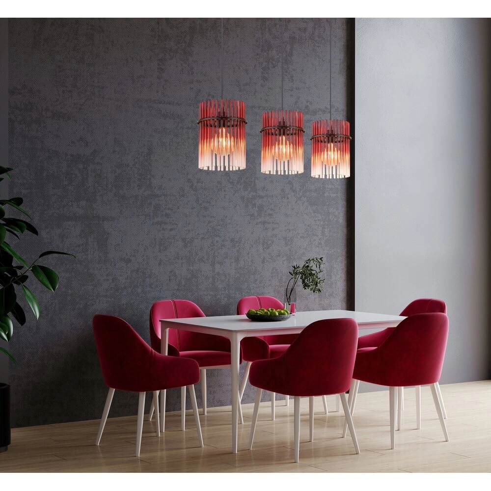 Suspension noire Gorley avec verre rouge 3 lumières Globo 9007371465965