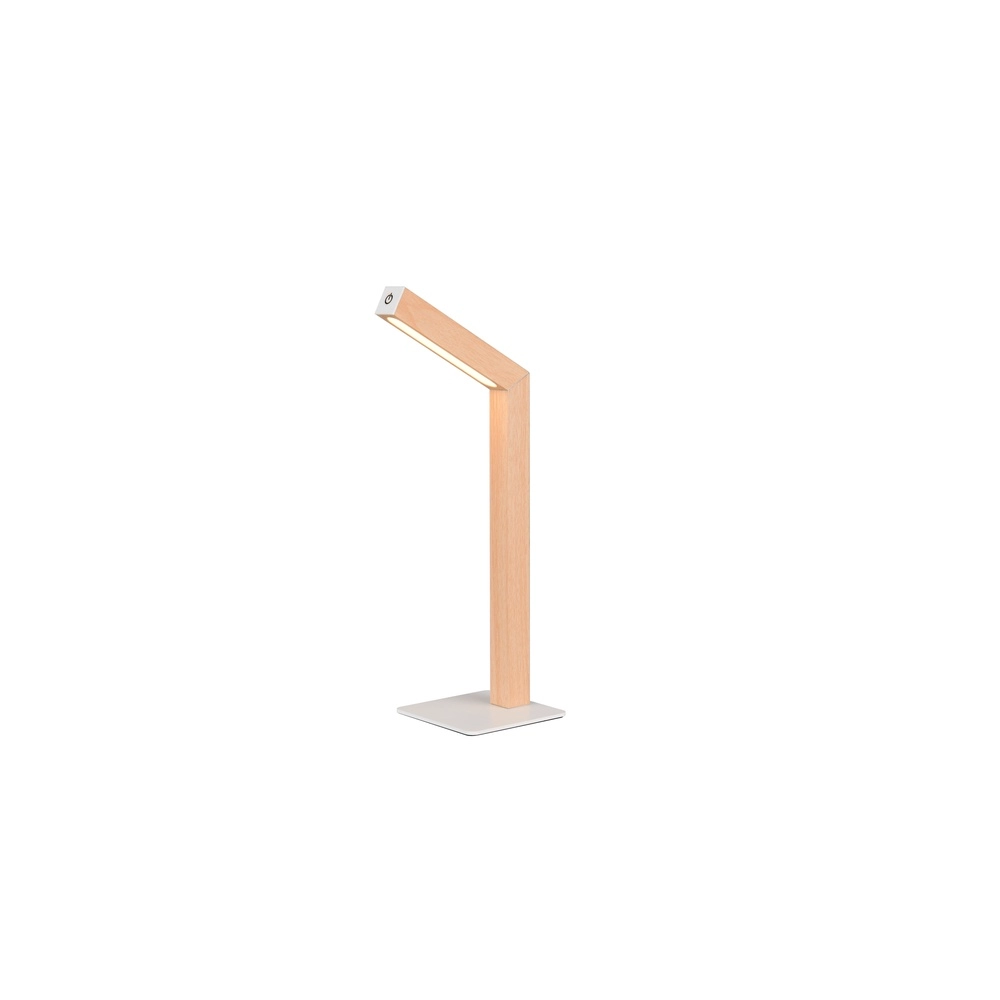 Lampe de table design Skip Rechargeable blanc avec bois Lampe de table design Skip Rechargeable blanc avec bois