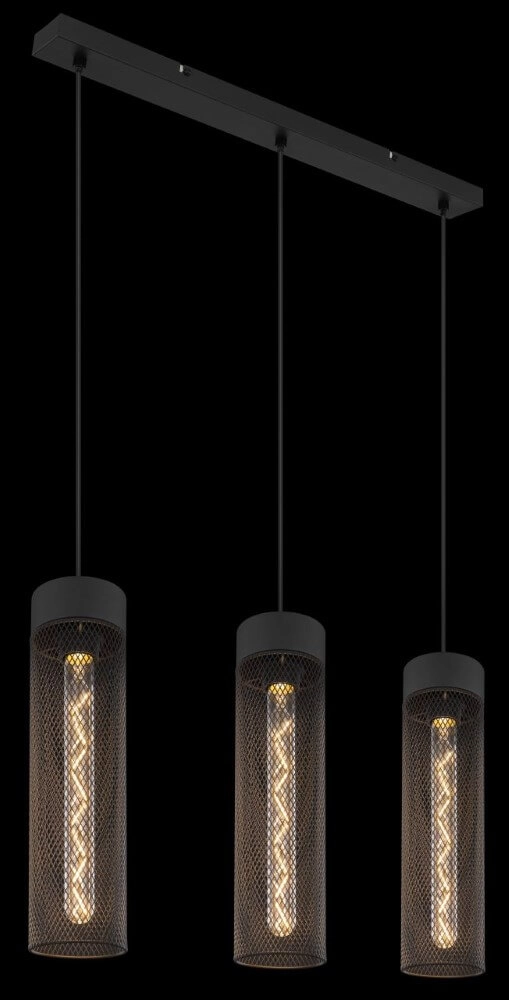 Lampe suspendue 3 lumières Hans noir Globo 9007371432516