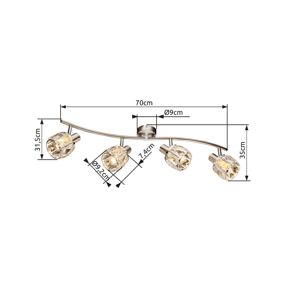 Lampe de plafond Kris Nickel 4-léger Globo 9007371366255