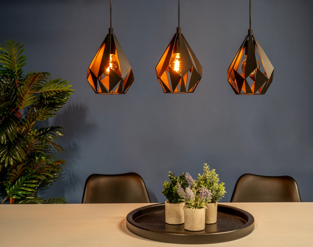 Suspension noire Carlton 5 3 lumières Eglo 9002759437015