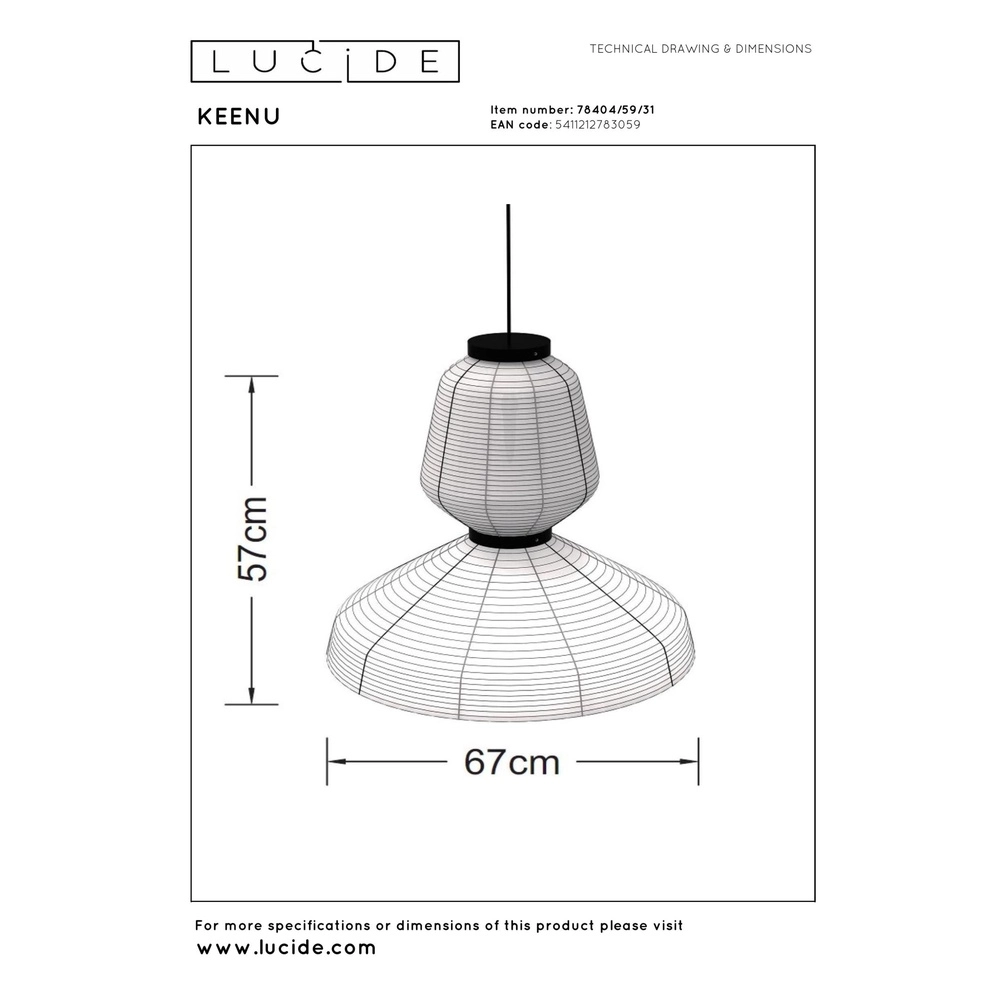 Lampe pendante unique Keenu Blanc Lucide 5411212783059