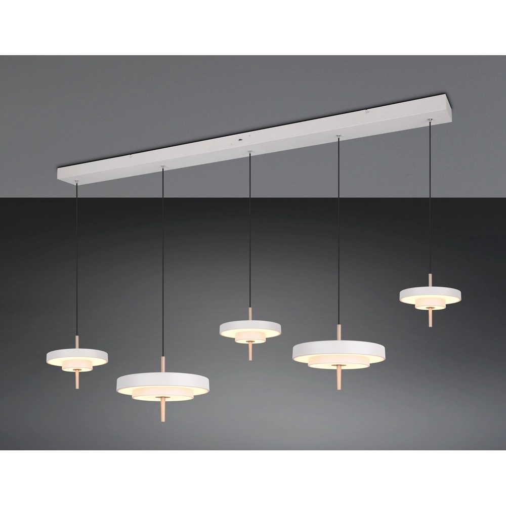 Suspension 5 lumières Keaton blanc