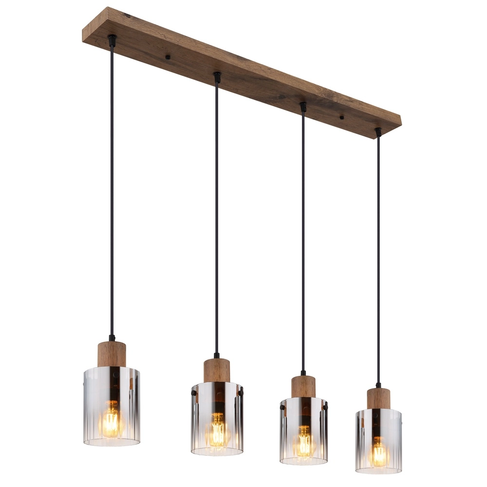 Lampe suspendue Underwood 4-lumière en bois
