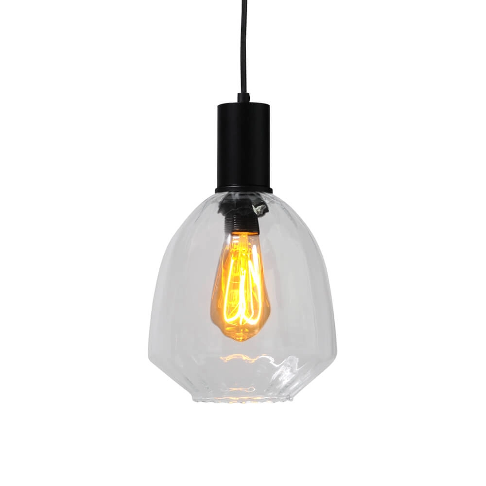 Lampe suspendue 3 lumières - noire - Porto avec verres transparents Nicolette Masterlight 8718121269566