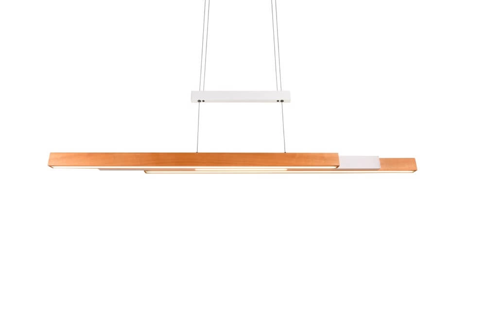 Lampe suspendue de bureau Trajan avec aspect bois et blanc Trio 4017807613018