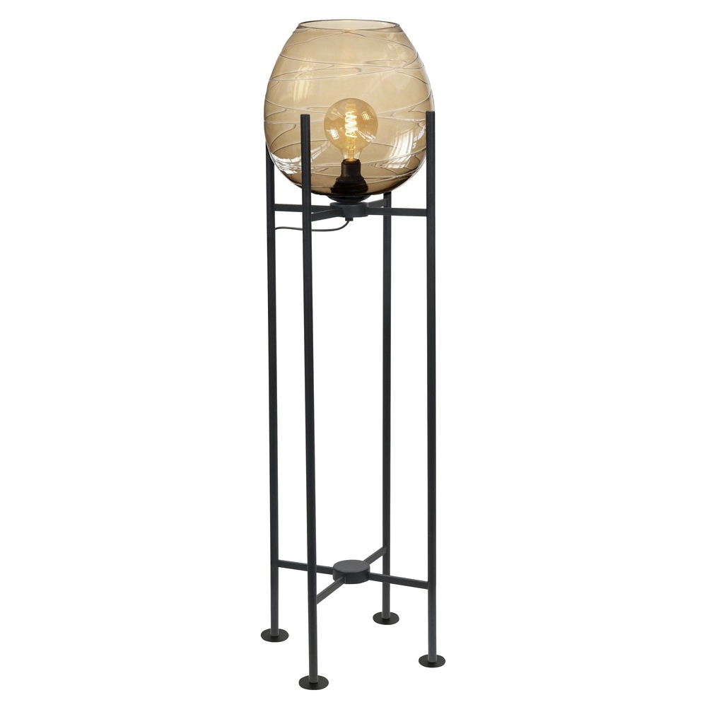 Lampadaire Fantasy noir avec verre doré 101cm Lampadaire Fantasy noir avec verre doré 101cm