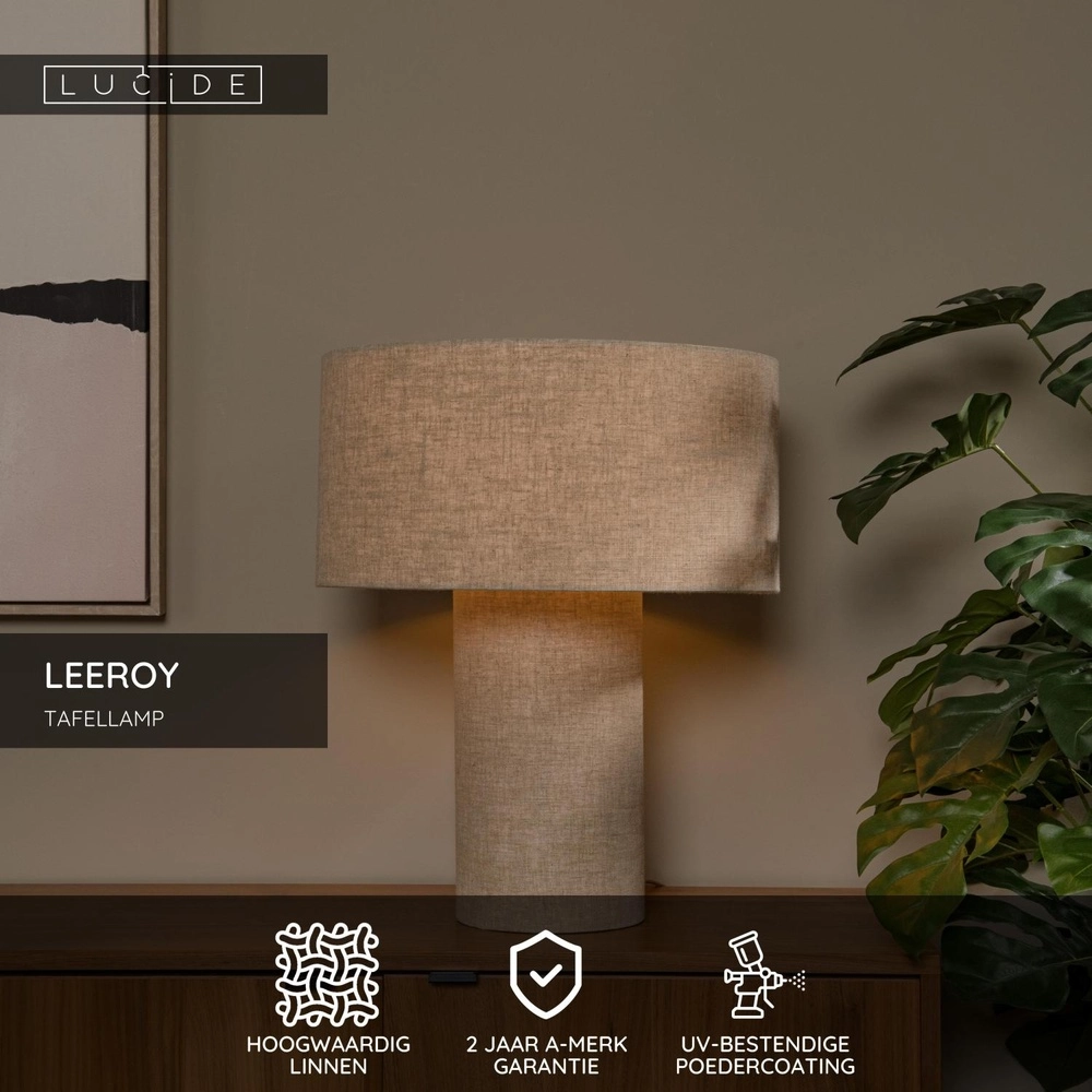 Lampe de table Leeroy taupe Lucide 5411212032102