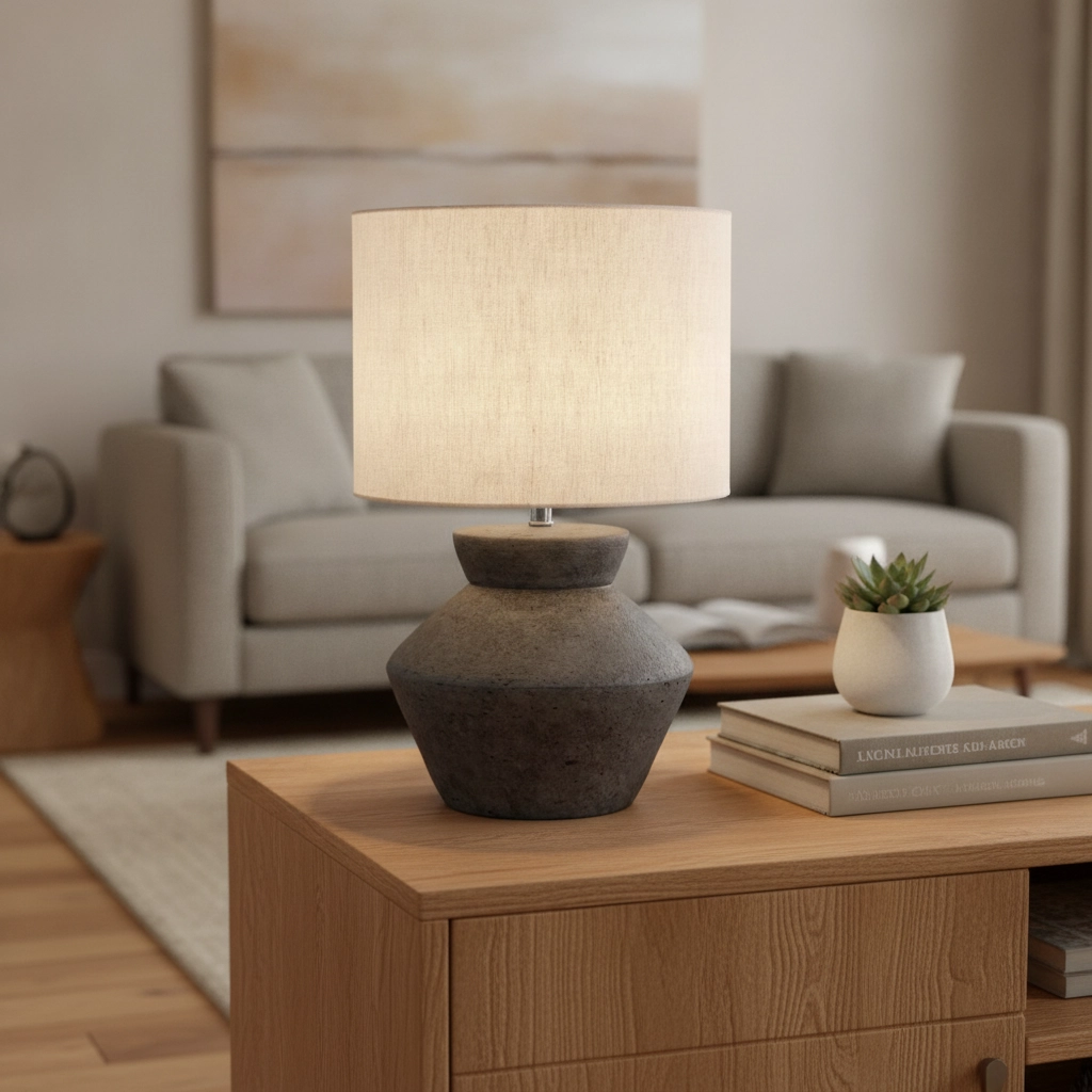 Lampe de table Plumage anthracite avec teinte crème