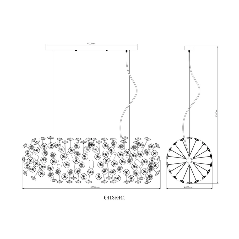 Lampe suspendue Katrina Chrome 90cm Globo 9007371481347