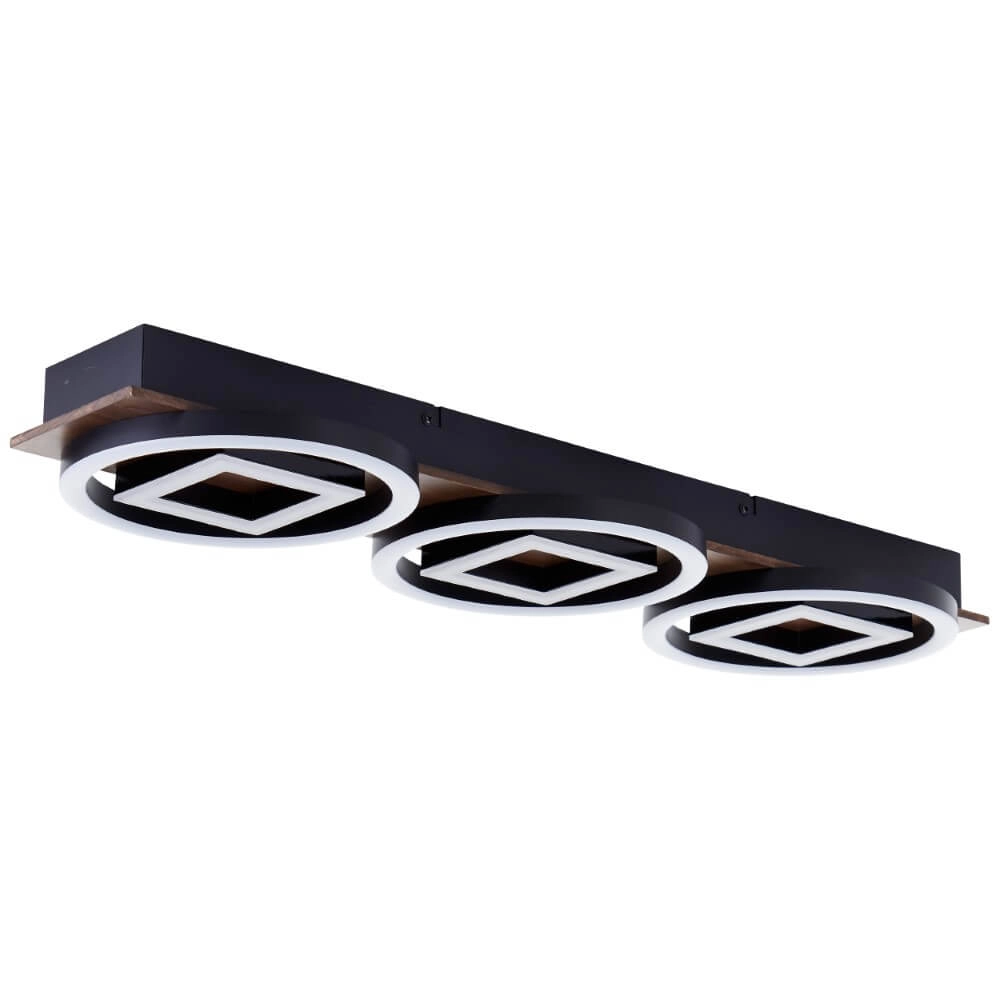 Plafonnier unique Maureen noir avec du bois Brilliant 4004353435256