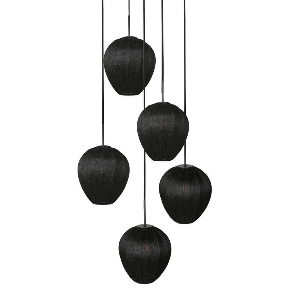 Suspension 5 lumières HaloSwap Casquettes rondes noires et noires Steinhauer 8712746179637