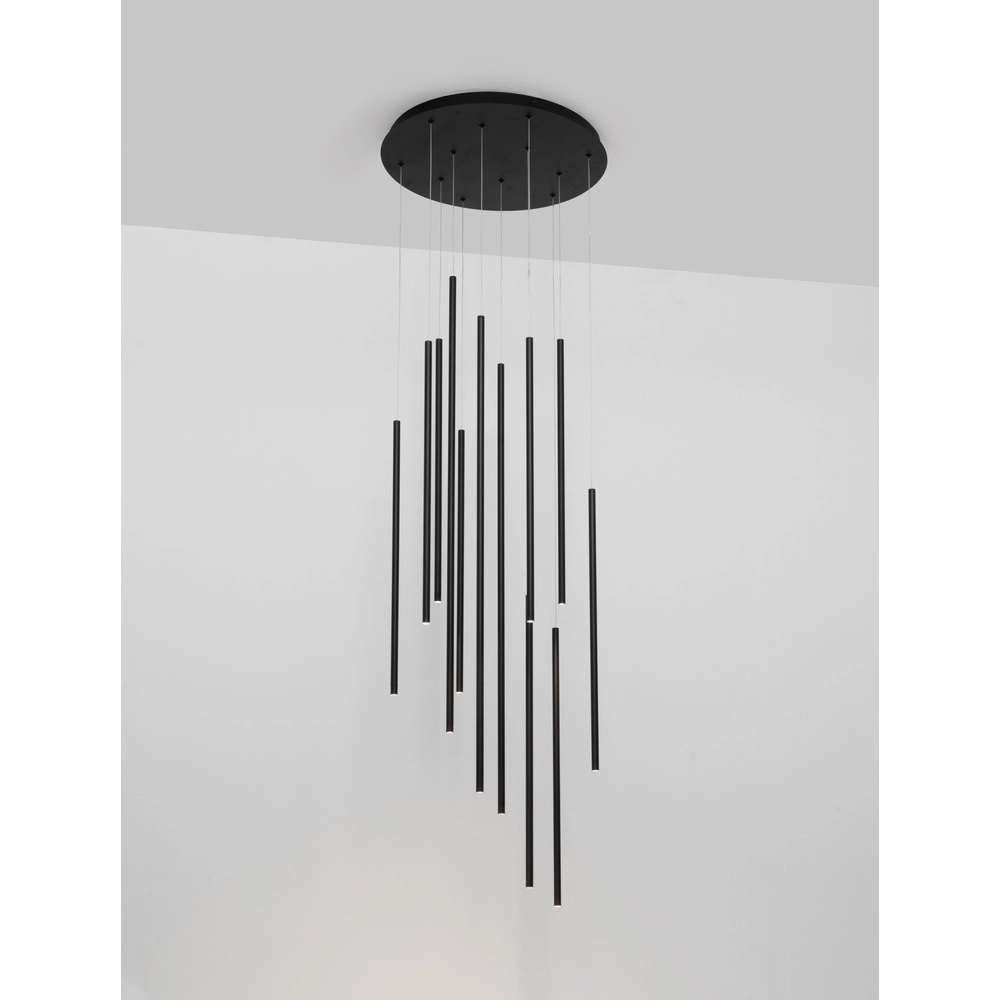 Suspension design Elettra 12 lumières noir Lyora 5212017446060