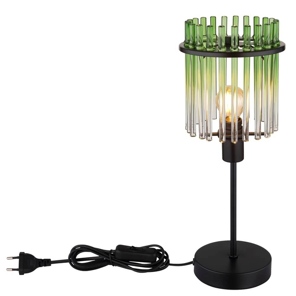 Lampe de table noire Gorley avec verre vert Ø 15cm Globo 9007371465972