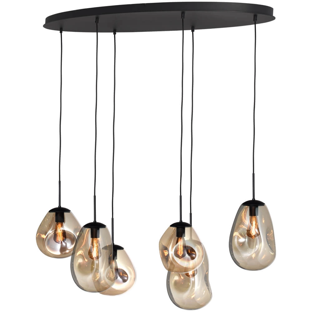 Lampe suspendue Lava Oval 6x verre doré