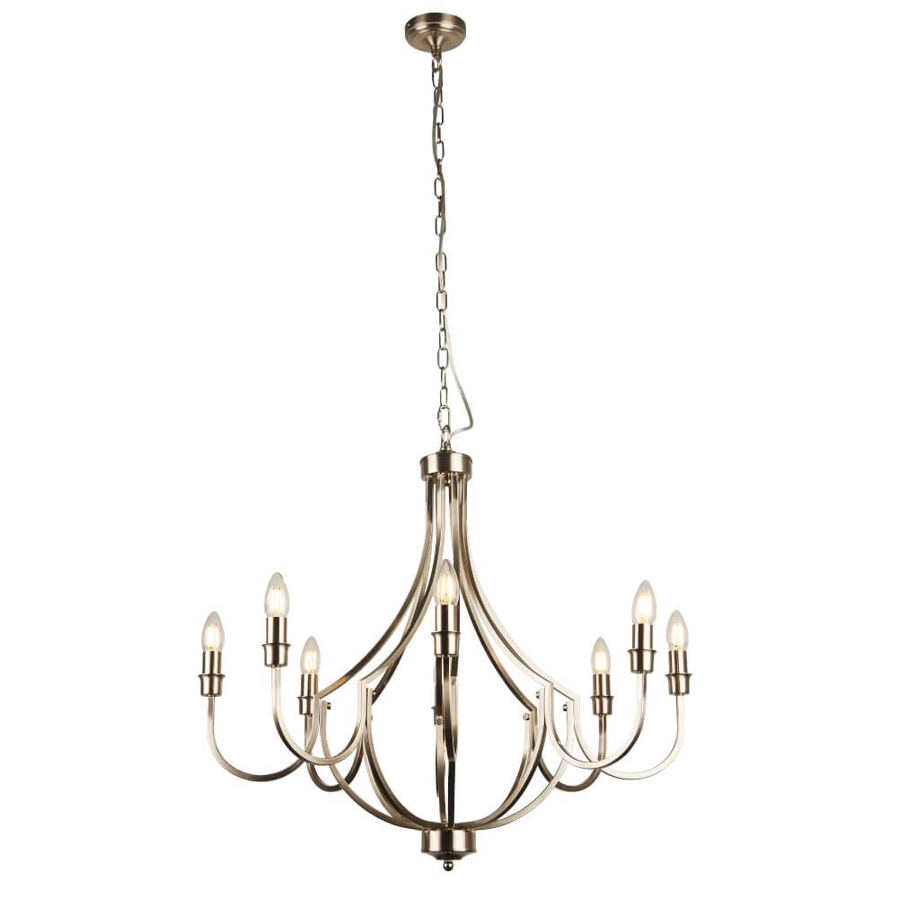 Lampe suspendue classique Lodge Argent 8 lumières Searchlight 5053423242217