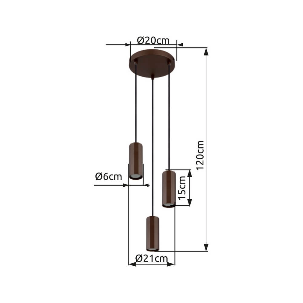 Suspension en bronze James 3 lumières rondes Globo 9007371453887