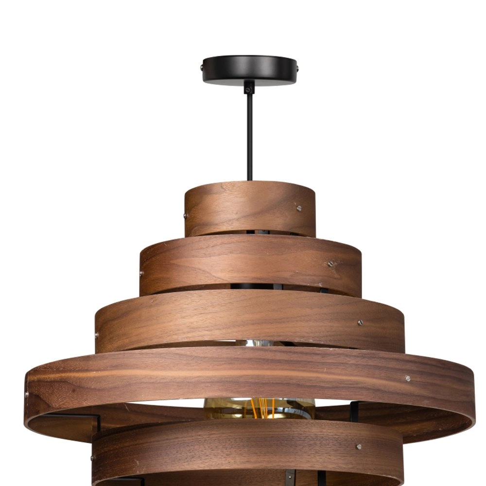 Lampe à suspension robuste Walnut 7 anneaux bois marron ETH 8719075185759