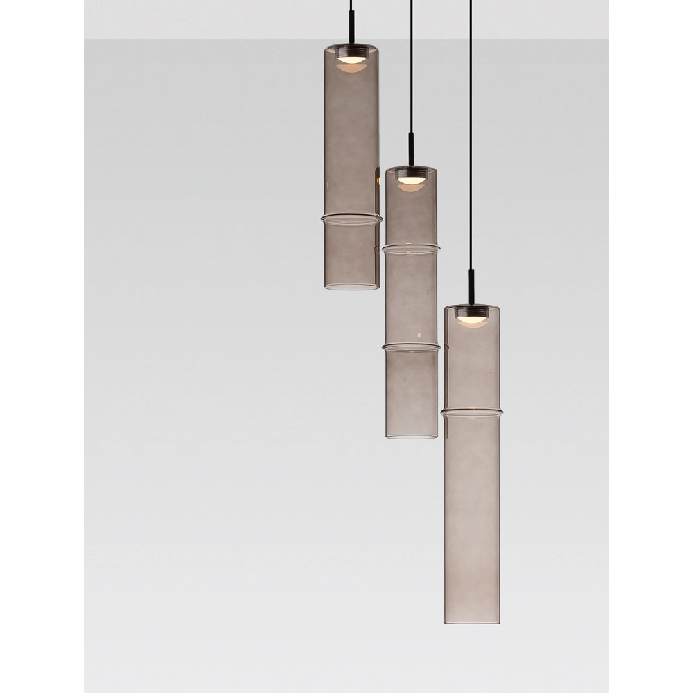 Suspension unique Sano Verre fumé à 3 lumières Suspension unique Sano Verre fumé à 3 lumières