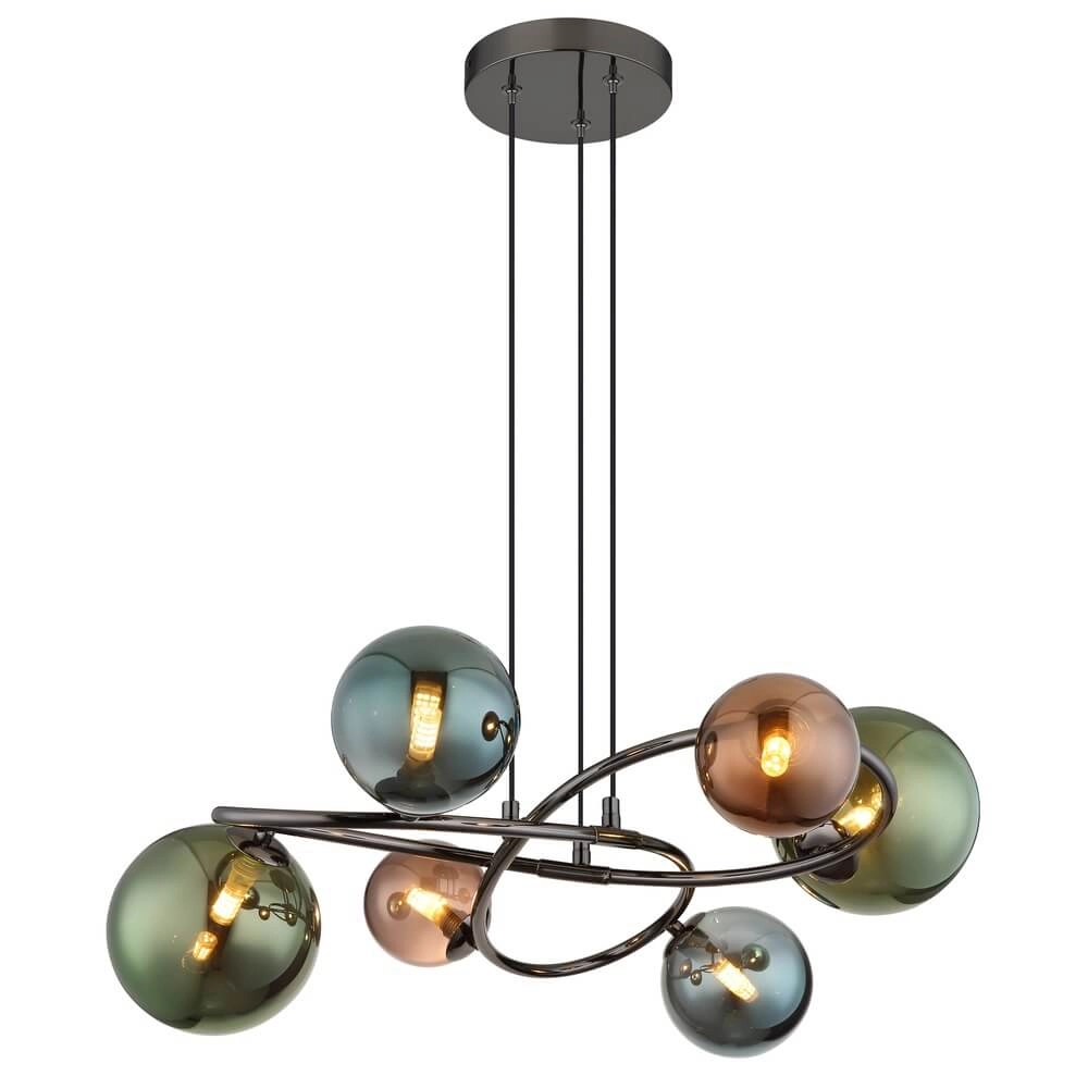 Suspension noire Riha Verre coloré 6 lumières Suspension noire Riha Verre coloré 6 lumières