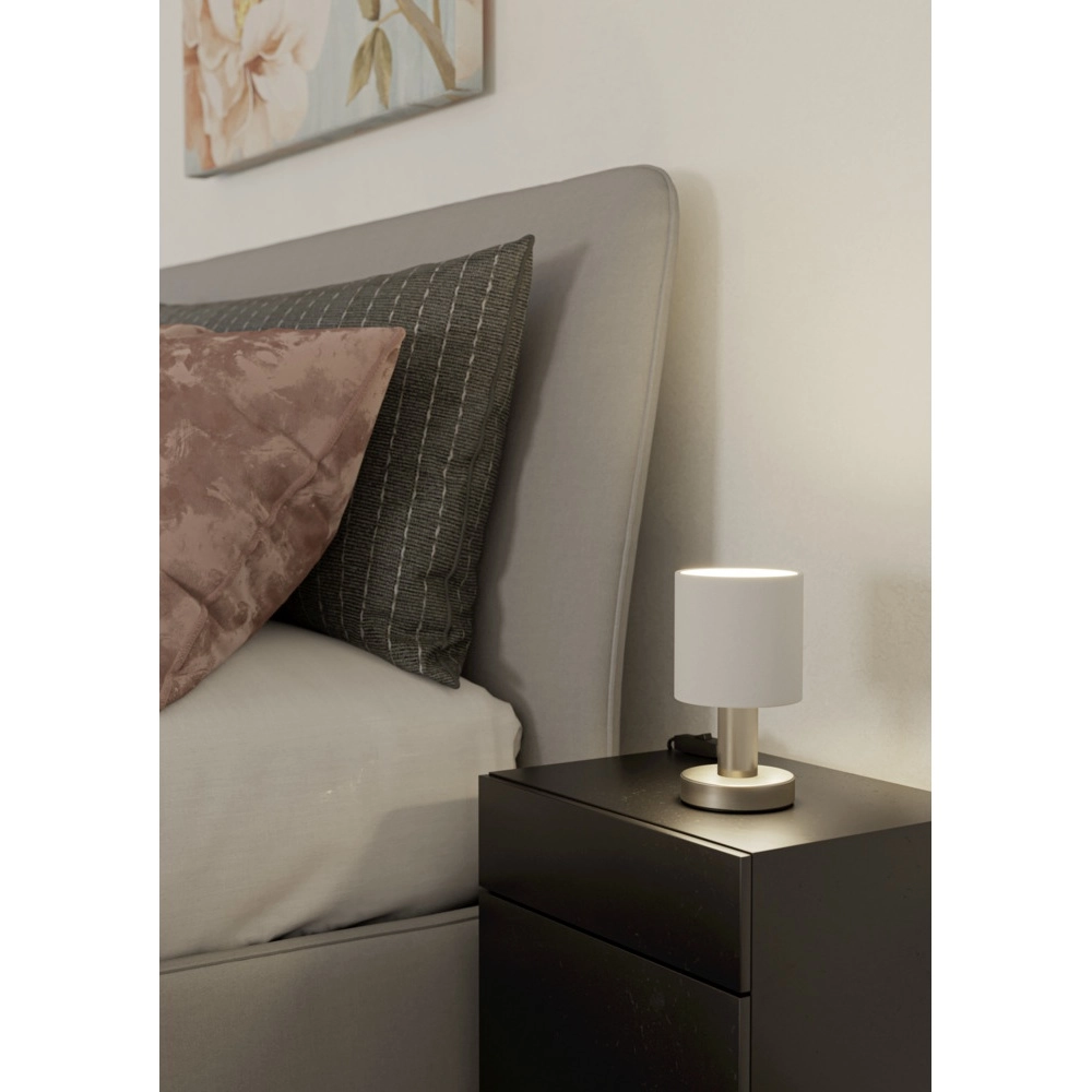 Lampe de table Montetto nickel avec capuchon blanc Eglo 9002759318413