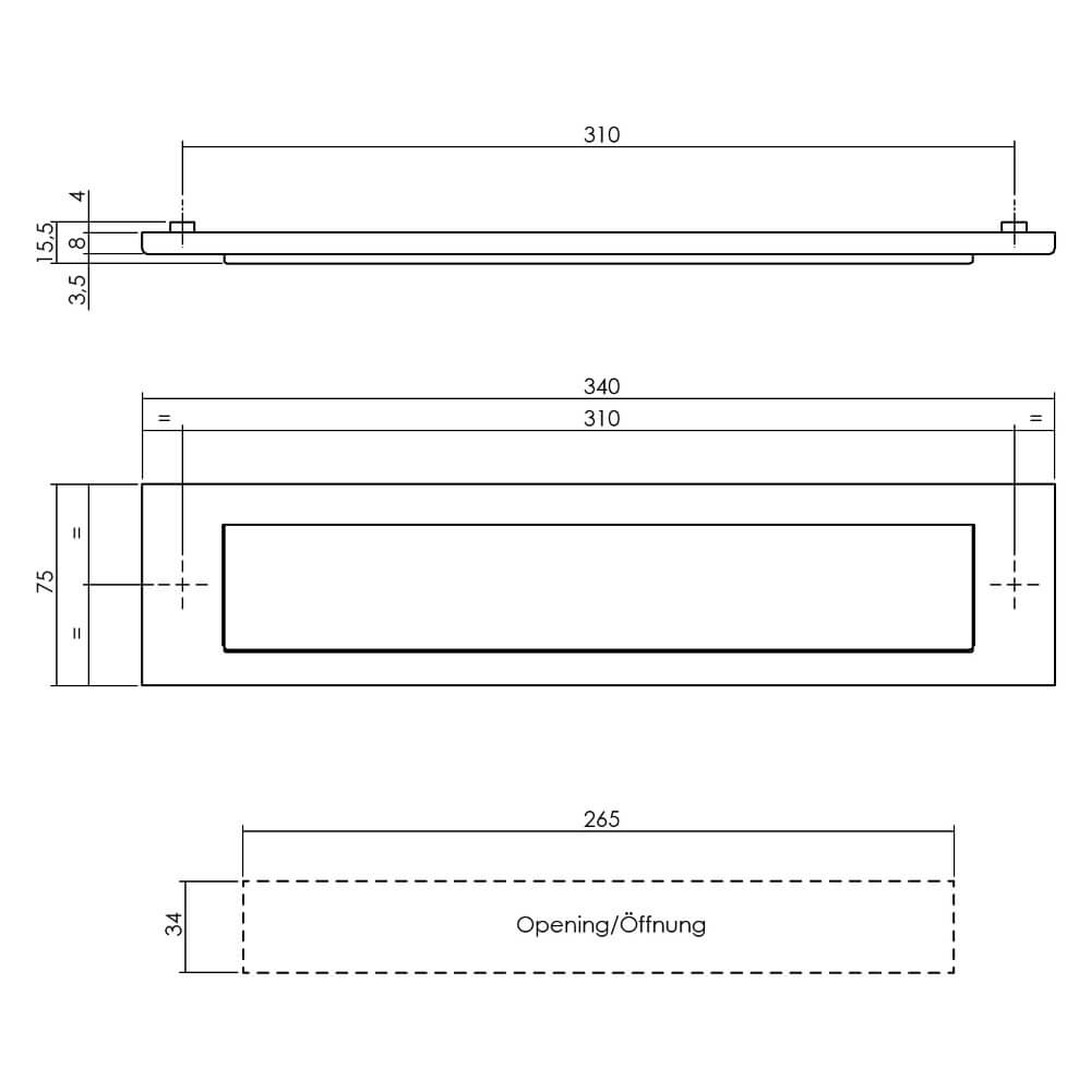 Boîte aux lettres bord de pluie Posta laiton droit Intersteel 8714186653654