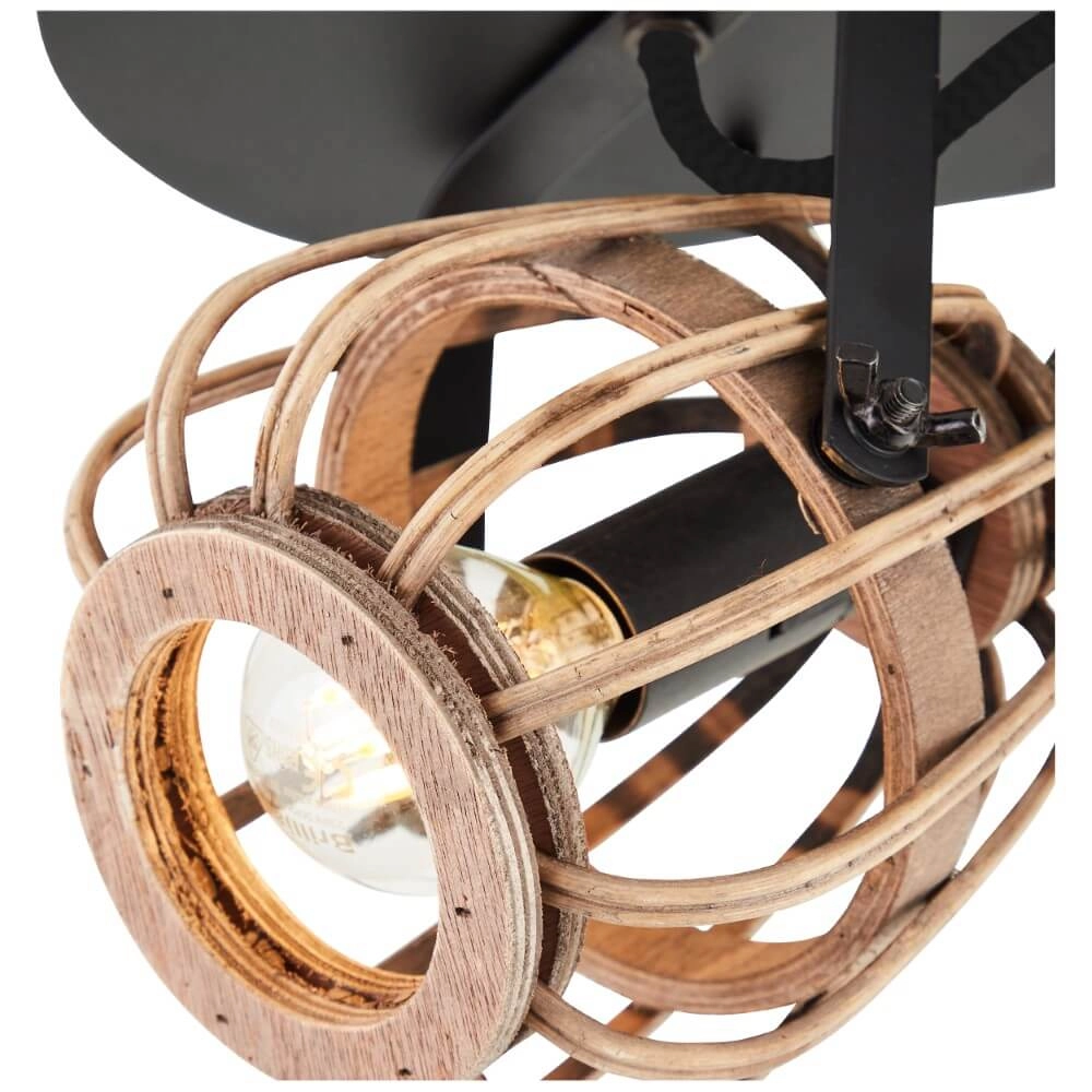 Plafonnier en rotin Nikka 2 lumières noir Brilliant 4004353402203