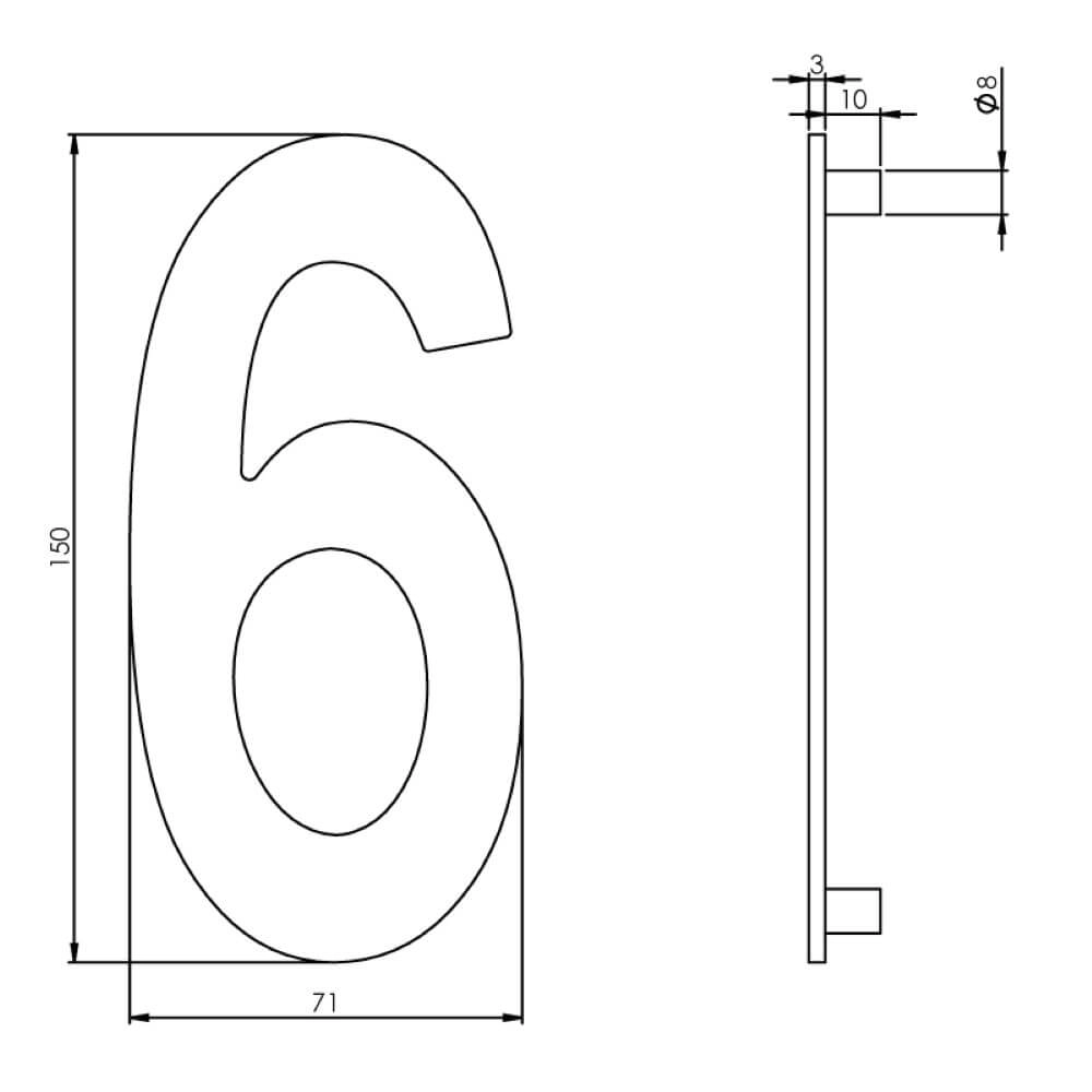 Maison numéro 6 Numbra Acier inoxydable 15cm Intersteel 8714186058343