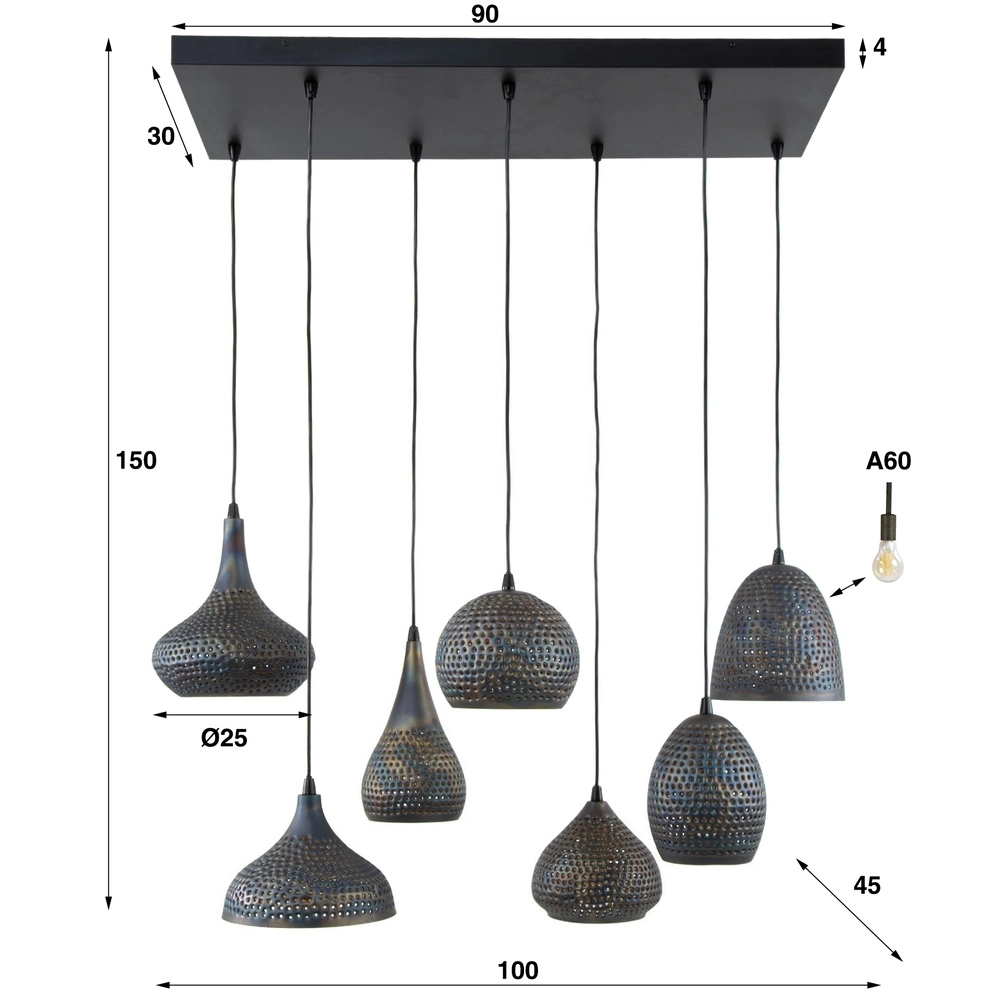 Lampe suspendue à trou Punch 7x E27 Lyora 8716803512818