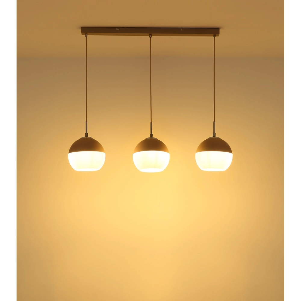 Suspension 3 lumières Ragusa brun sable droit Globo 9007371578788