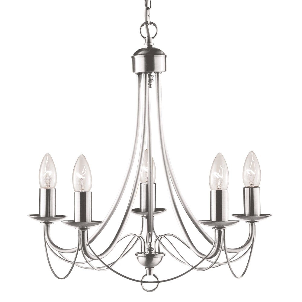 Lustre Maypole 46cm 5 lumières argent mat Lustre Maypole 46cm 5 lumières argent mat