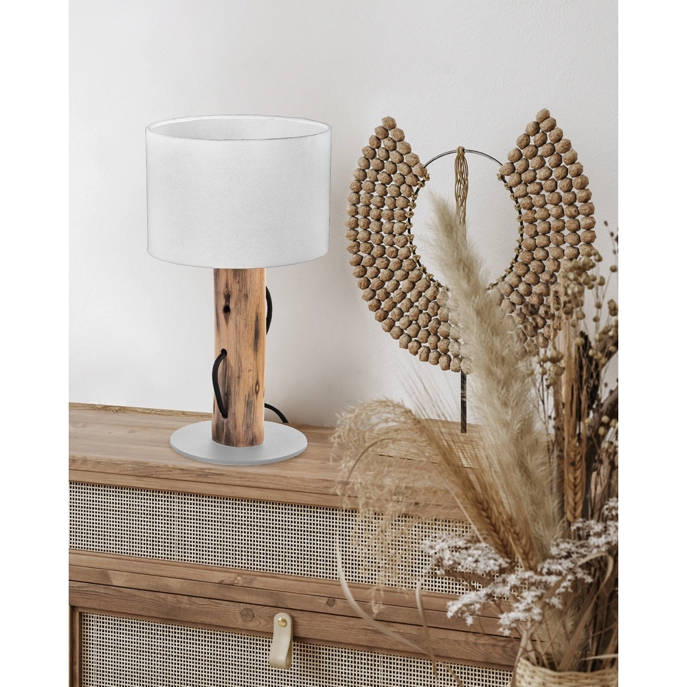 Lampe de table Norin bois avec capuchon blanc Globo 9007371478613