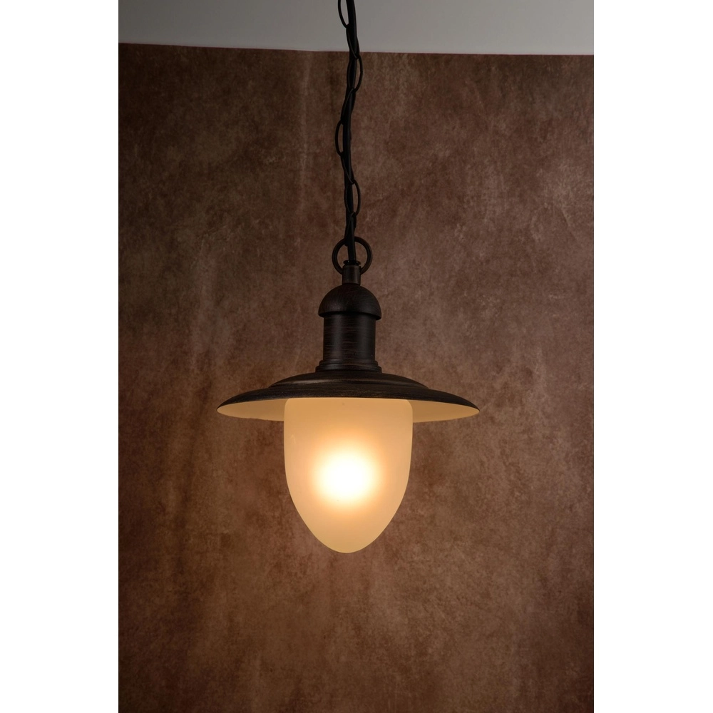Lampe pendante de campagne Aruba brun rouille Ø 25cm IP44