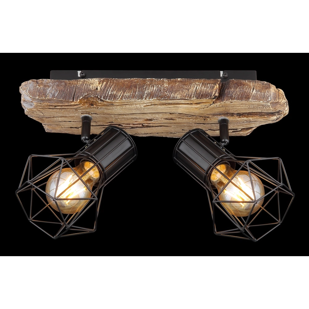 Lampe de plafond Priska 2-noir clair avec bois Globo 9007371442362