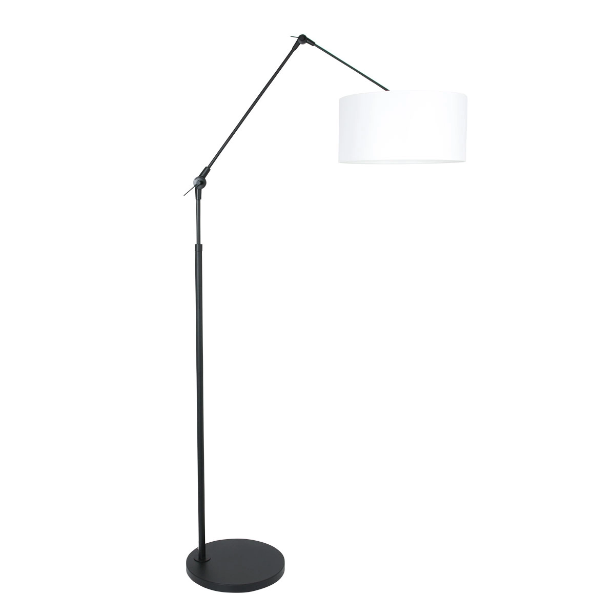 Lampe de lecture au sol Prestige Chic noir avec abat-jour en chintz blanc de 40 cm Lampe de lecture au sol Prestige Chic noir avec abat-jour en chintz blanc de 40 cm