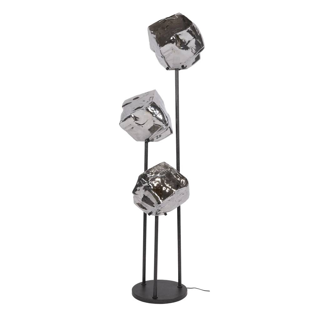 Lampadaire moderne Rock 3 lumières - verre chromé Lyora 8716803511385