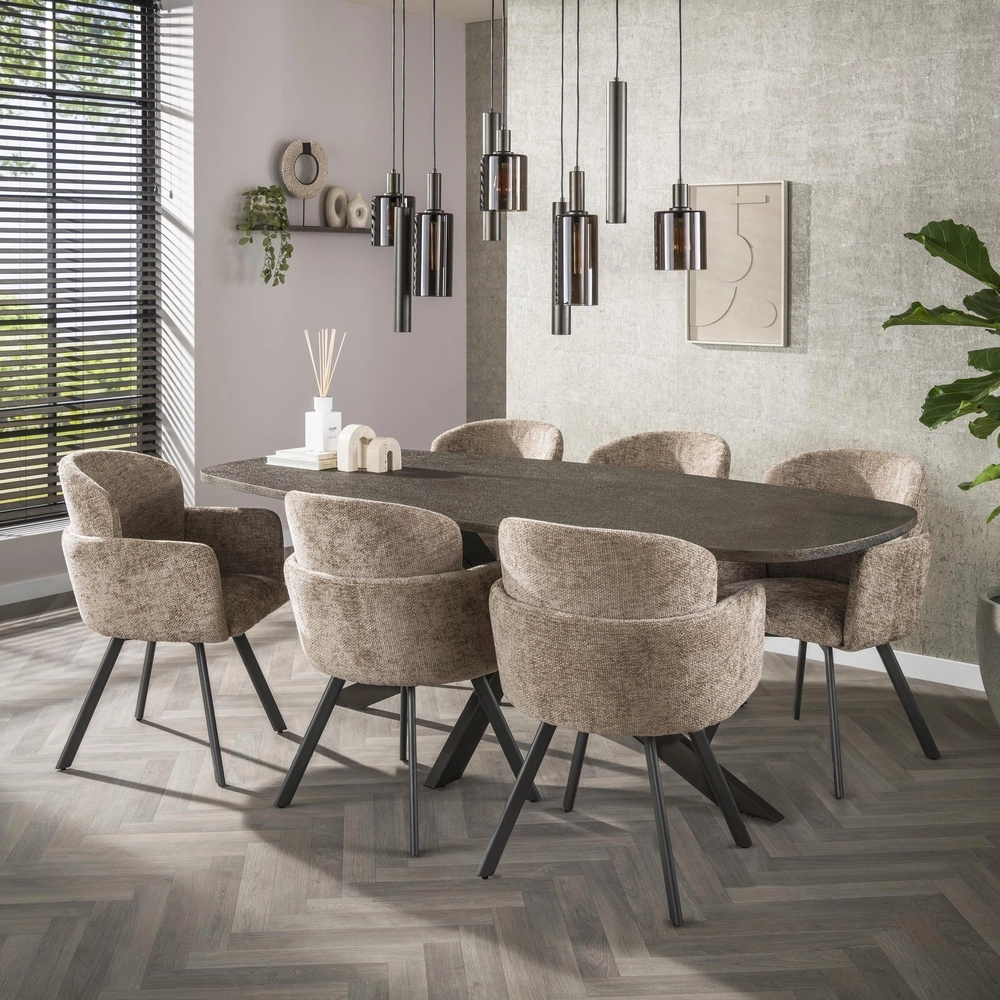 Lampe pendante de table à manger Sepiora Marron Sienna - verre foncé - avec pendentifs Lyora 8716803513464